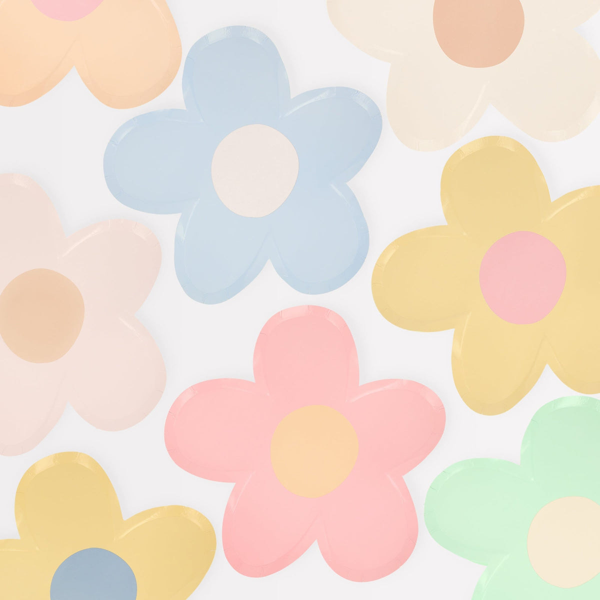 Meri Meri Everyday Entertaining Happy Flowers Large Daisy Shaped Lunch Paper Plates, 9 Inches, 8 Count 636997286518