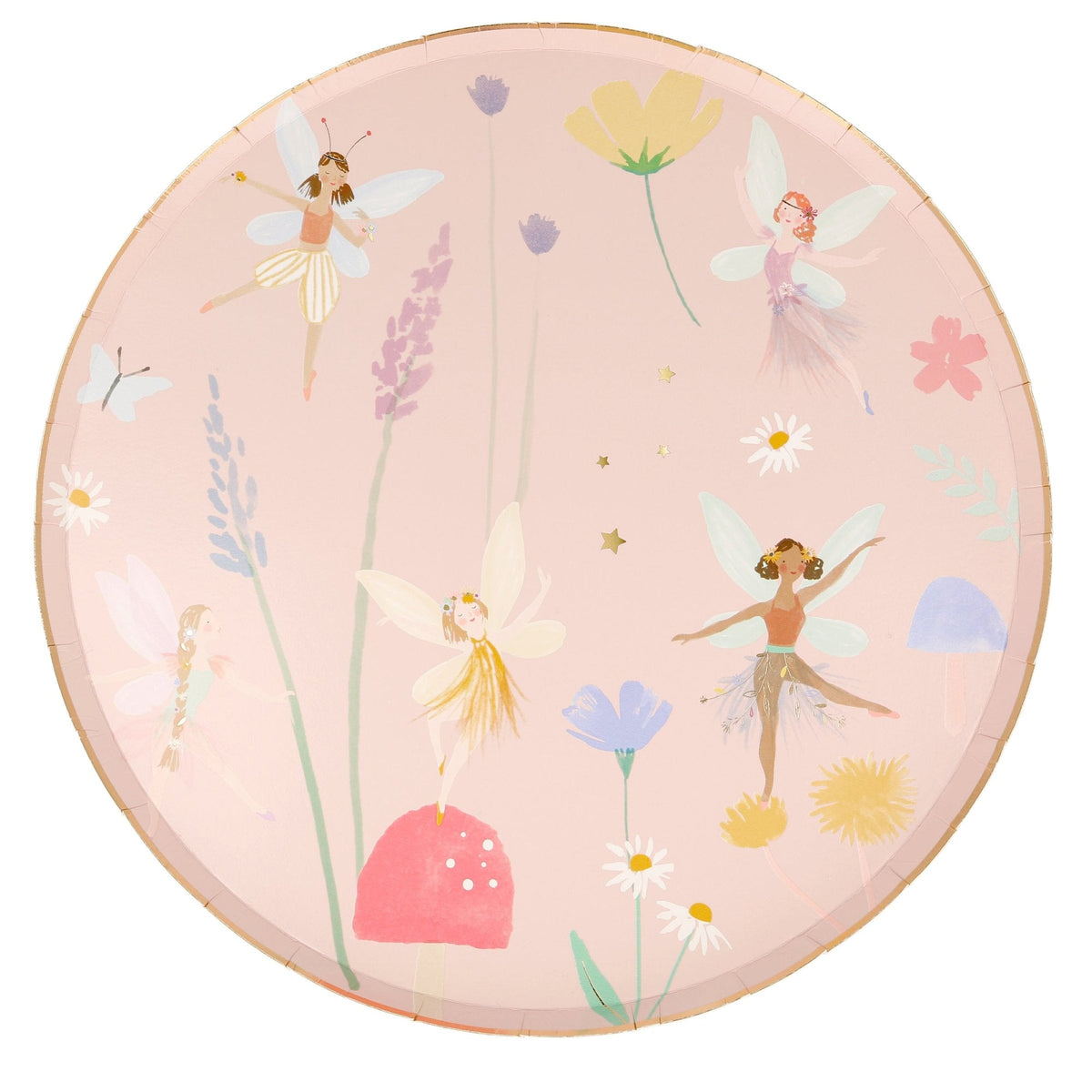Meri Meri Kids Birthday Fairy Large Round Lunch Paper Plates, 10.5 Inches, 8 Count 636997267906