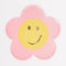 Meri Meri Kids Birthday Groovy Flower Large Flower Shaped Lunch Paper Plates, 9 Inches, 8 Count