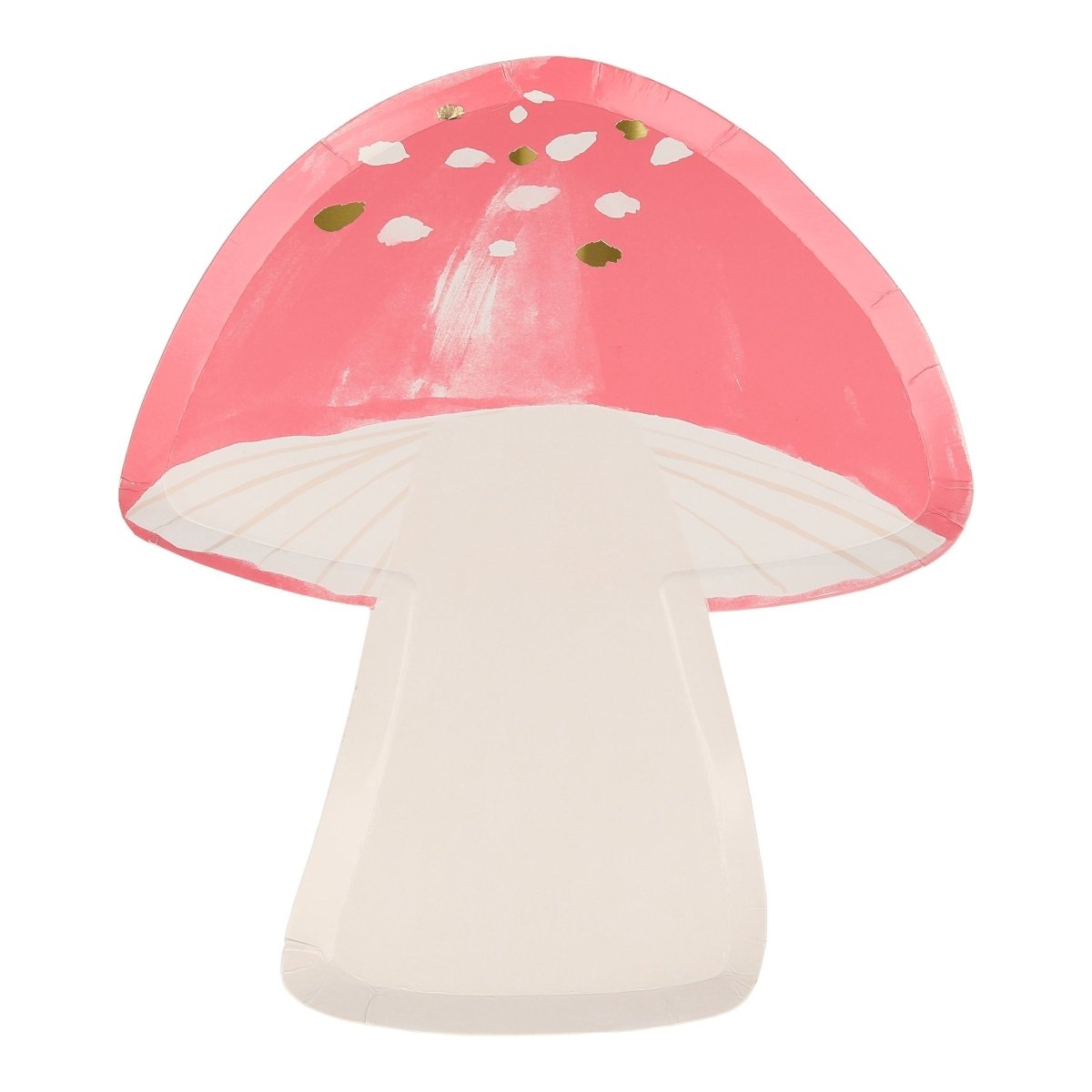 Meri Meri Kids Birthday Large Mushroom Shaped Dessert Paper Plates, 7.5 Inches, 8 Count 636997268033