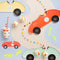 MERI MERI Kids Birthday Race Cars Small Car Shaped Lunch Napkins, 16 Count