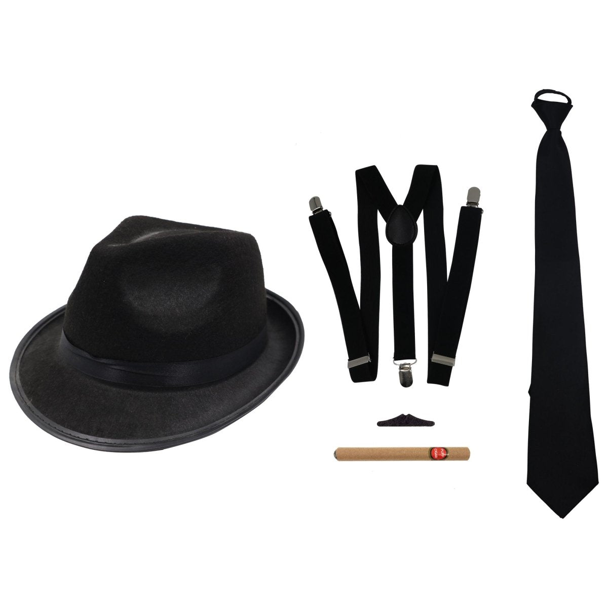 NINGBO NIKO IMP & EXP CO., LTD. Costume Accessories Black 20s Gangster Accessory Set for Adults 840482505996