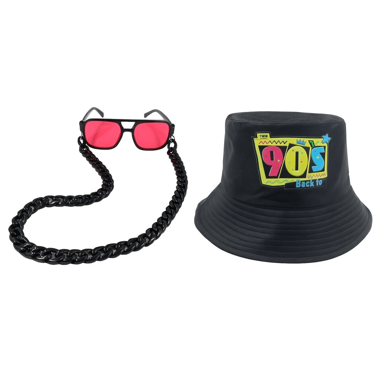 NINGBO NIKO IMP & EXP CO., LTD. Costume Accessories Black 90s Retro Accessory Kit for Adults 840482504371