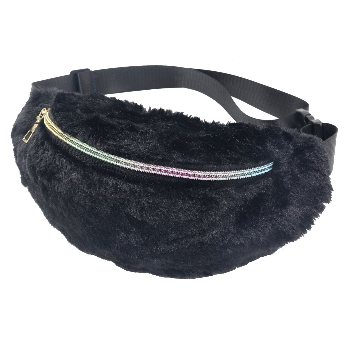 NINGBO NIKO IMP & EXP CO., LTD. Costume Accessories Black Faux Fur Fanny Pack for Adults 840482505835