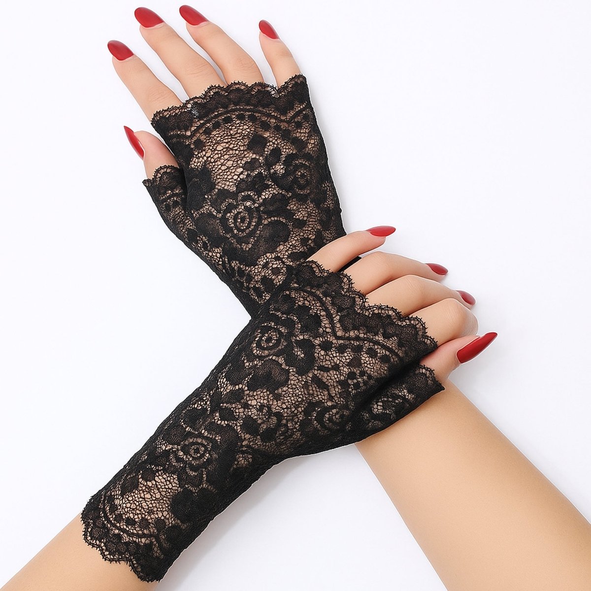 NINGBO NIKO IMP & EXP CO., LTD. Costume Accessories Black Lace Gloves for Adults 840482504807