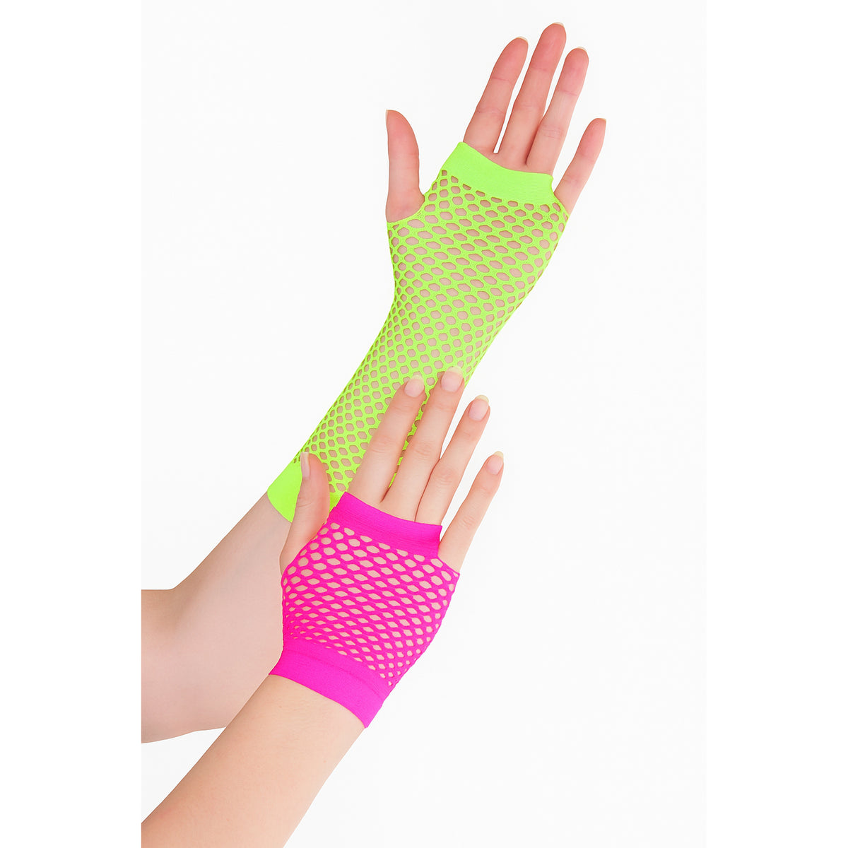 NINGBO NIKO IMP & EXP CO., LTD. Costume Accessories Green and Pink Fishnet Gloves for Adults 840482504616
