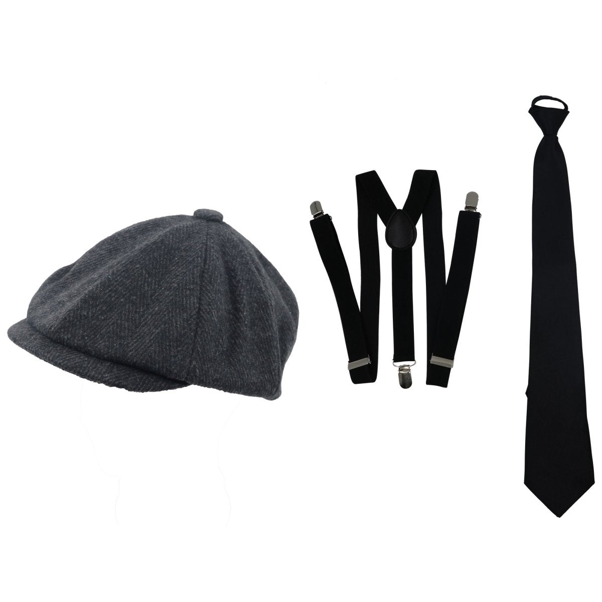 NINGBO NIKO IMP & EXP CO., LTD. Costume Accessories Grey 20s Gangster Accessory Set for Adults 840482506009
