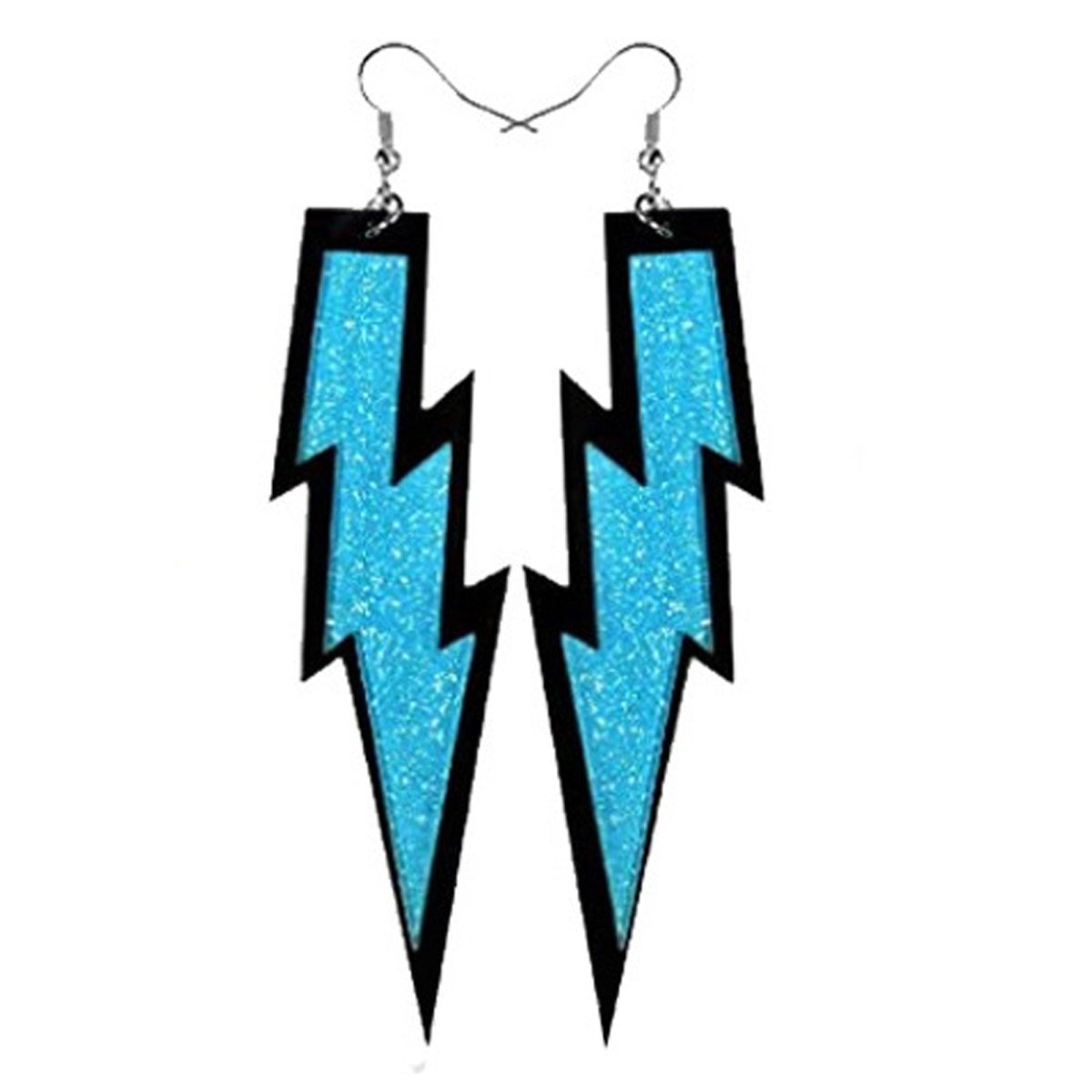 NINGBO NIKO IMP & EXP CO., LTD. Costume Accessories Neon Blue Lightning Bolt Earrings, 2 Count 840482504517