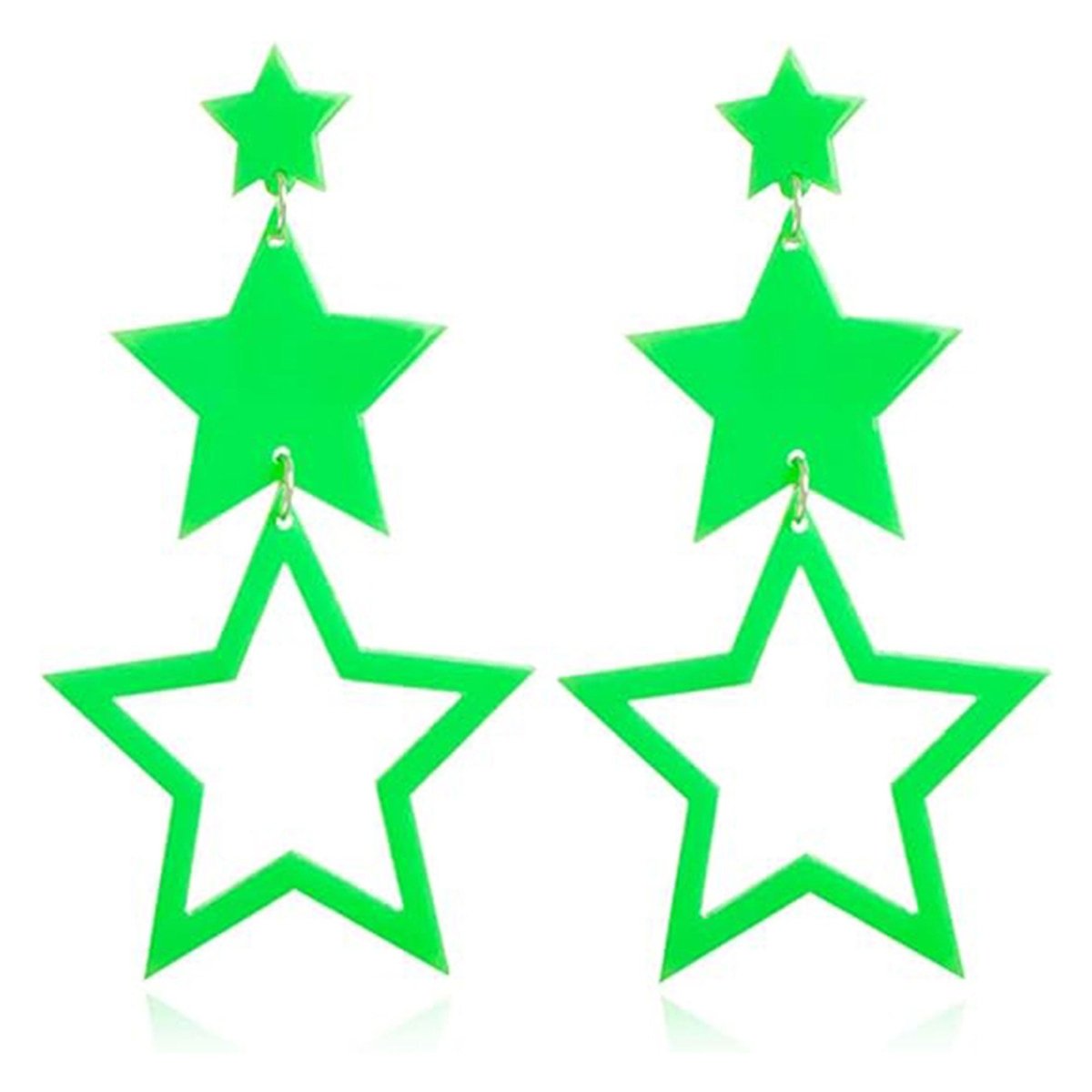 NINGBO NIKO IMP & EXP CO., LTD. Costume Accessories Neon Green Star Earrings, 2 Count 840482504562