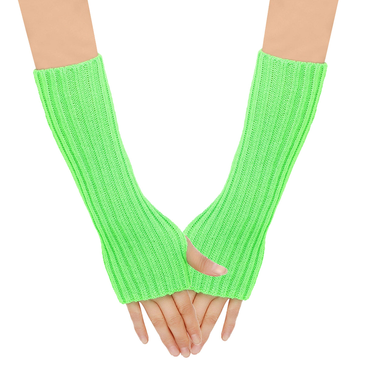 NINGBO NIKO IMP & EXP CO., LTD. Costume Accessories Neon Lime Green 80s Gloves for Adults 840482504791