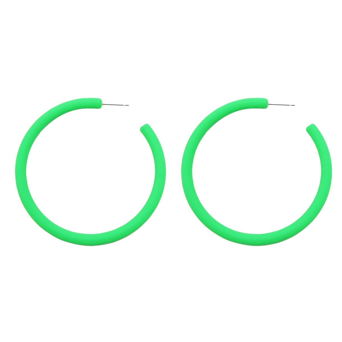 NINGBO NIKO IMP & EXP CO., LTD. Costume Accessories Neon Lime Green Hoop Earrings, 2 Count 840482505590