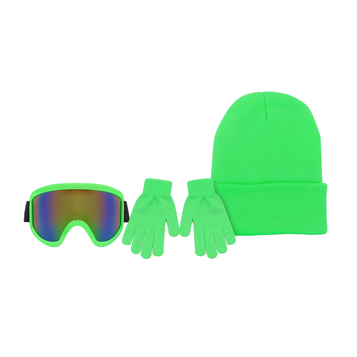 NINGBO NIKO IMP & EXP CO., LTD. Costume Accessories Neon Lime Green Winter Festival Set for Adults 840482505866