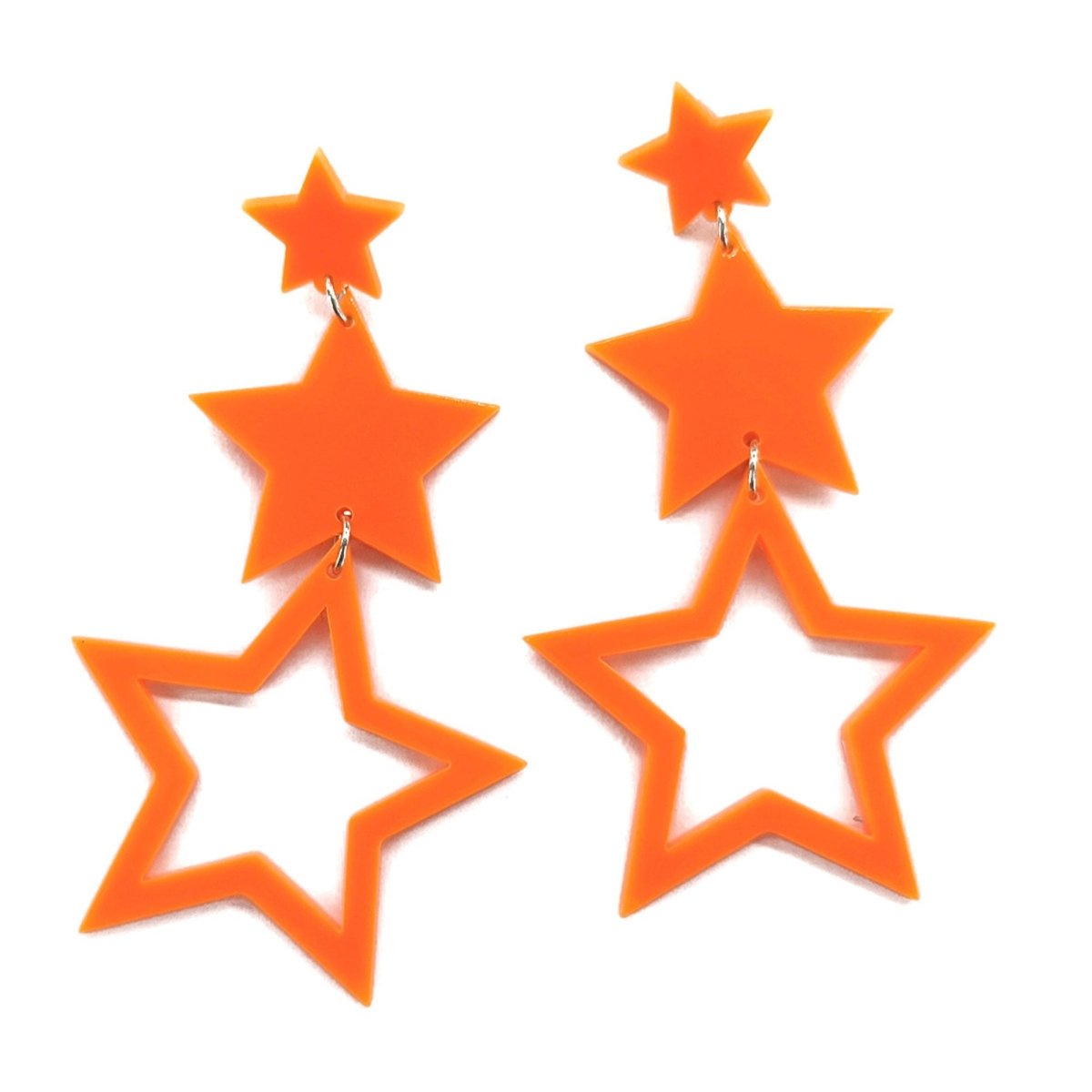 NINGBO NIKO IMP & EXP CO., LTD. Costume Accessories Neon Orange Star Earrings, 2 Count 840482504555