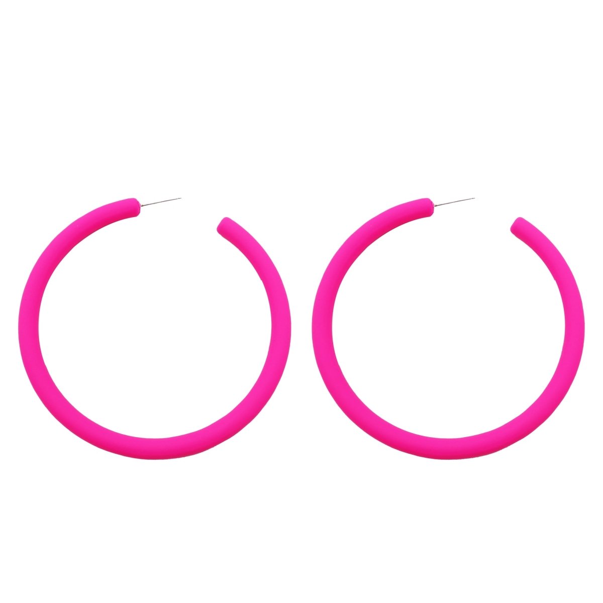 NINGBO NIKO IMP & EXP CO., LTD. Costume Accessories Neon Pink Hoop Earrings, 2 Count 840482504494