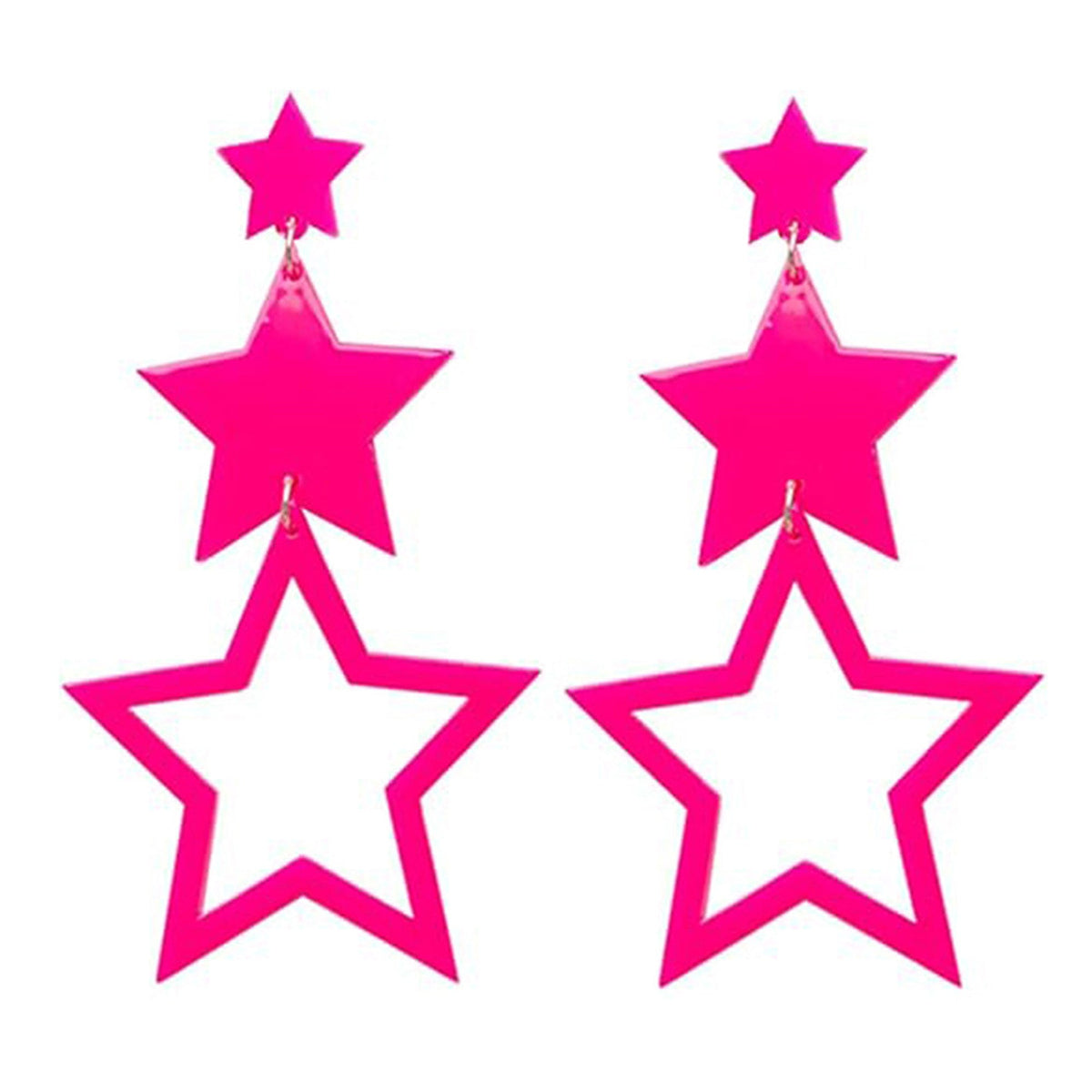 NINGBO NIKO IMP & EXP CO., LTD. Costume Accessories Neon Pink Star Earrings, 2 Count 840482504548