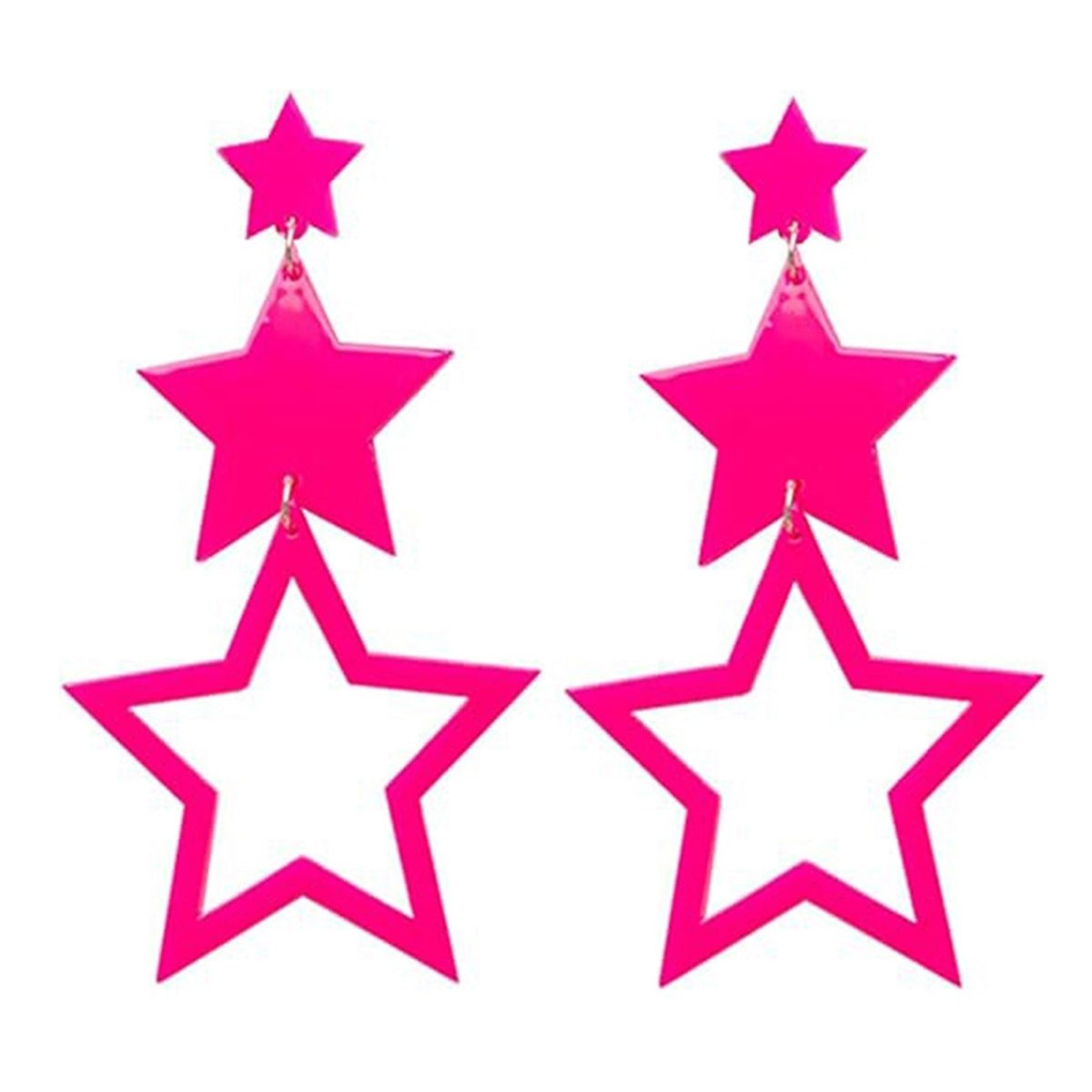 NINGBO NIKO IMP & EXP CO., LTD. Costume Accessories Neon Pink Star Earrings, 2 Count 840482504548