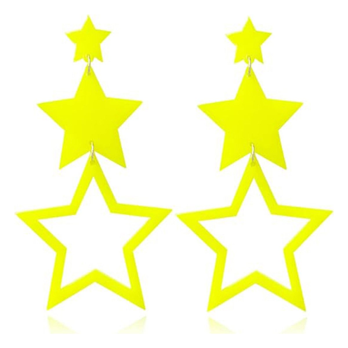 NINGBO NIKO IMP & EXP CO., LTD. Costume Accessories Neon Yellow Star Earrings, 2 Count 840482504579