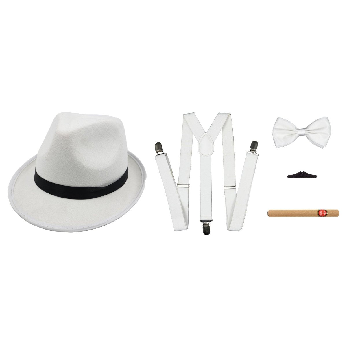 NINGBO NIKO IMP & EXP CO., LTD. Costume Accessories White 20s Gangster Accessory Set for Adults 840482505989