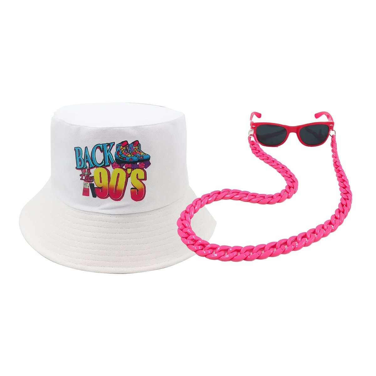 NINGBO NIKO IMP & EXP CO., LTD. Costume Accessories White 90s Retro Accessory Kit for Adults 840482504364