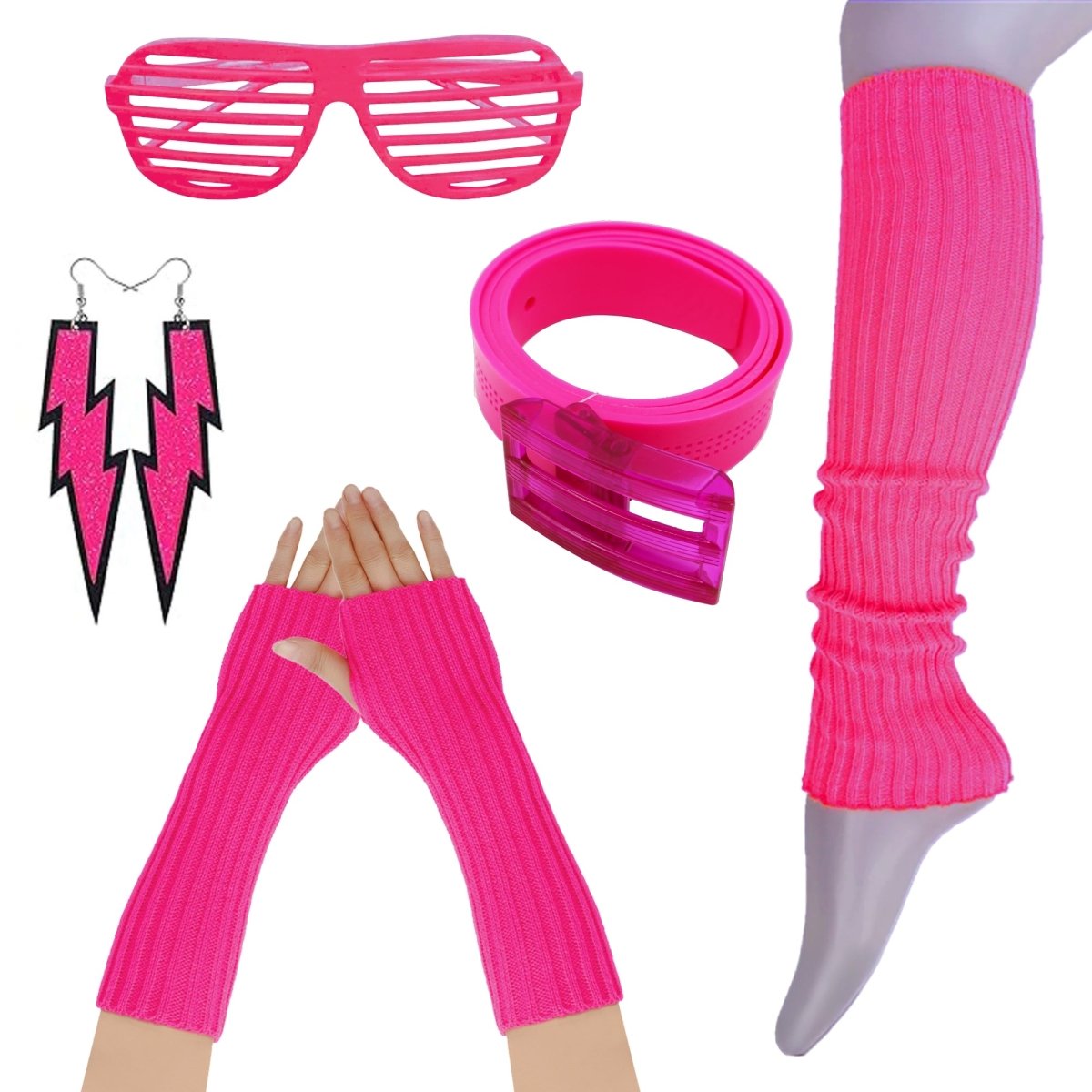 PARTY EXPERT 80s Pink Neon Costume Accessory Kit for Adults 761478056