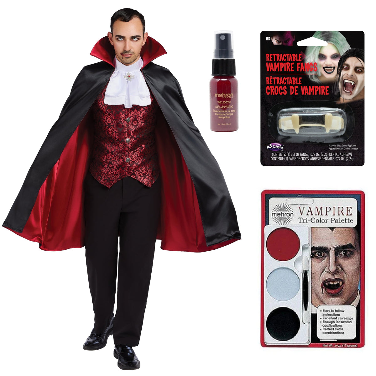 PARTY EXPERT Classic Vampire Costume Kit for Adults 761471033