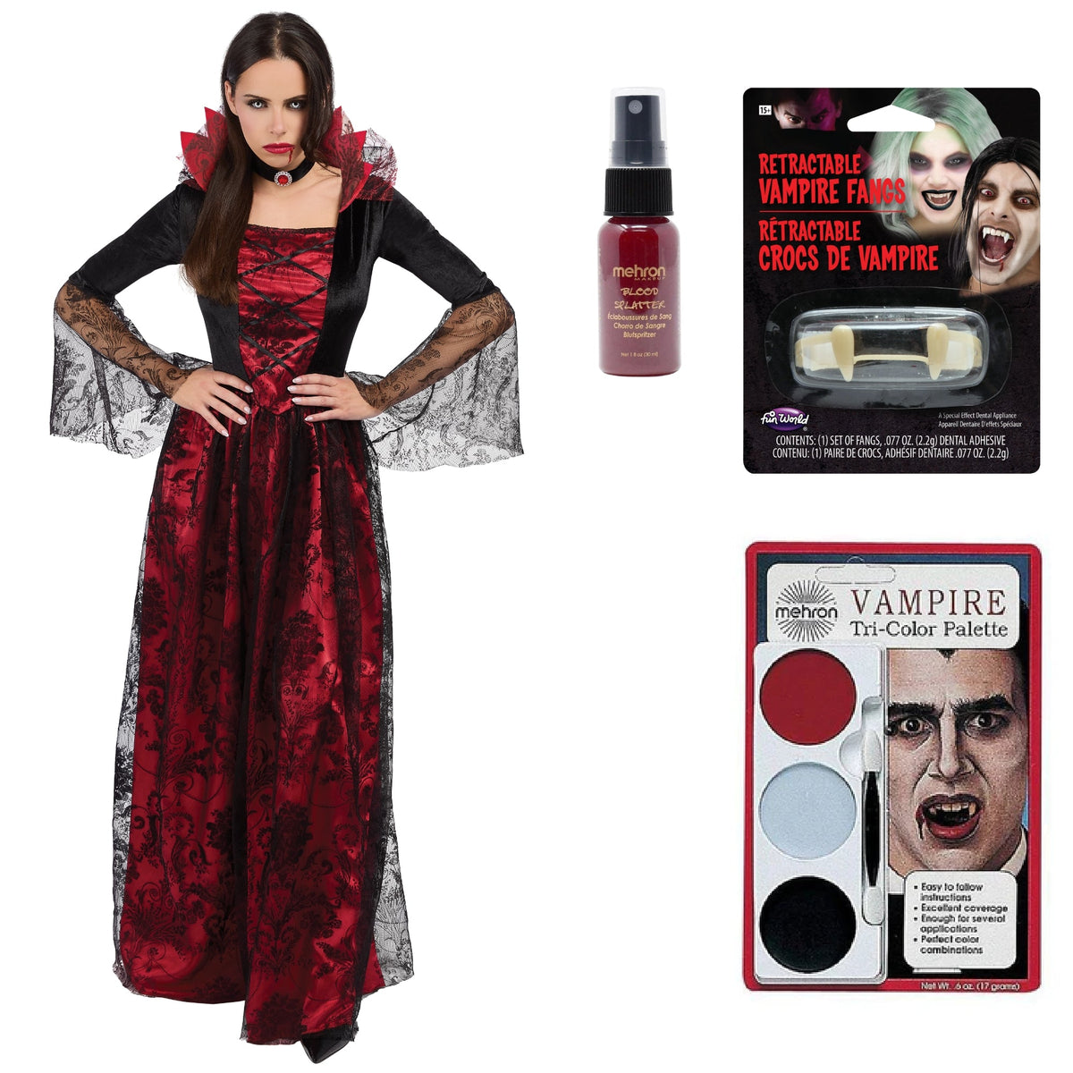 PARTY EXPERT Classic Vampress Costume Kit for Adults
