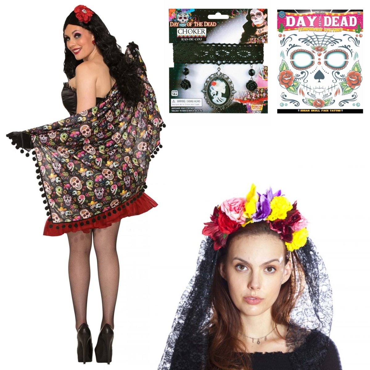 PARTY EXPERT Costume Accessories Day of the Dead Costume Accessory Kit for Adults 762464158