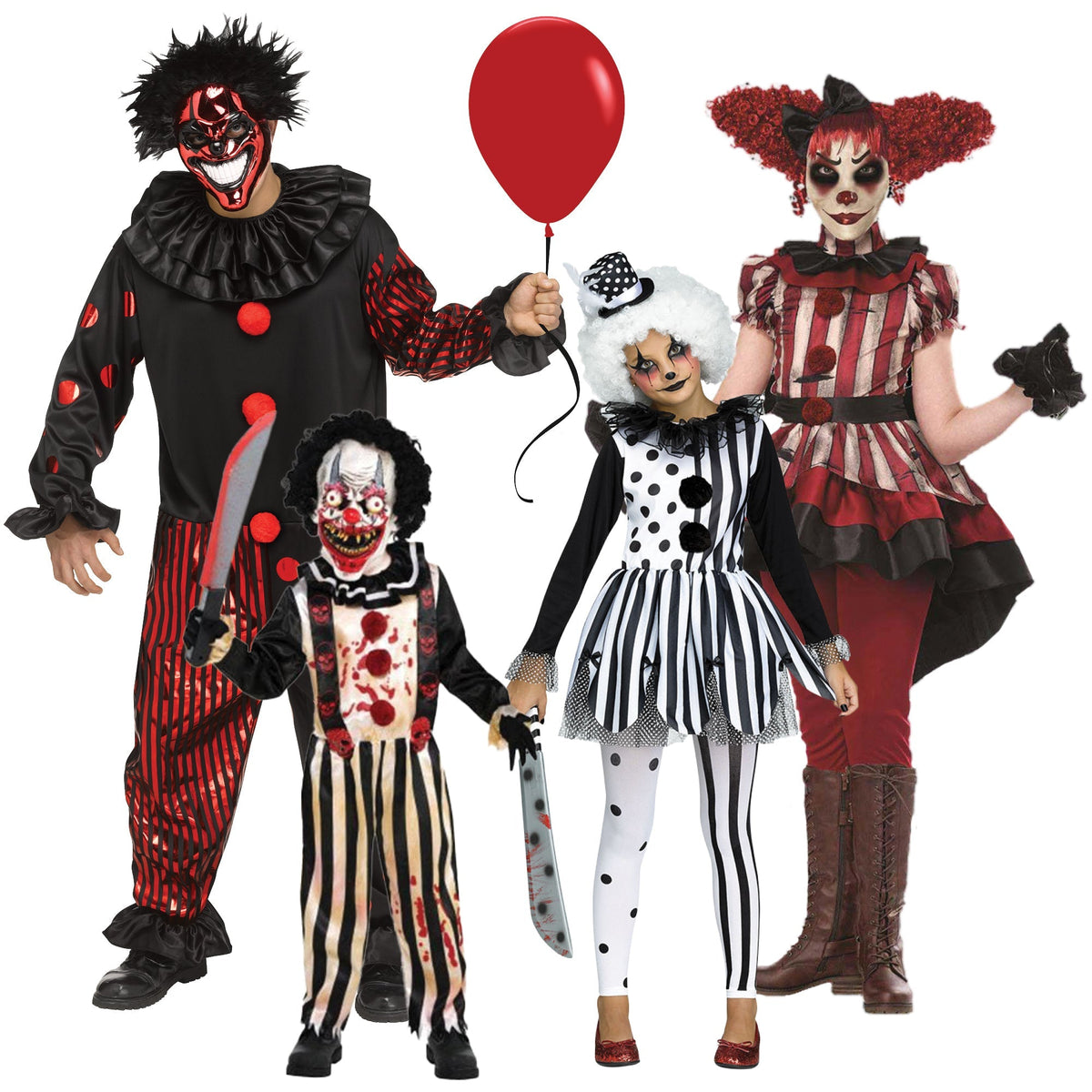 Party Expert Creepy Clown Family Costumes 715650074