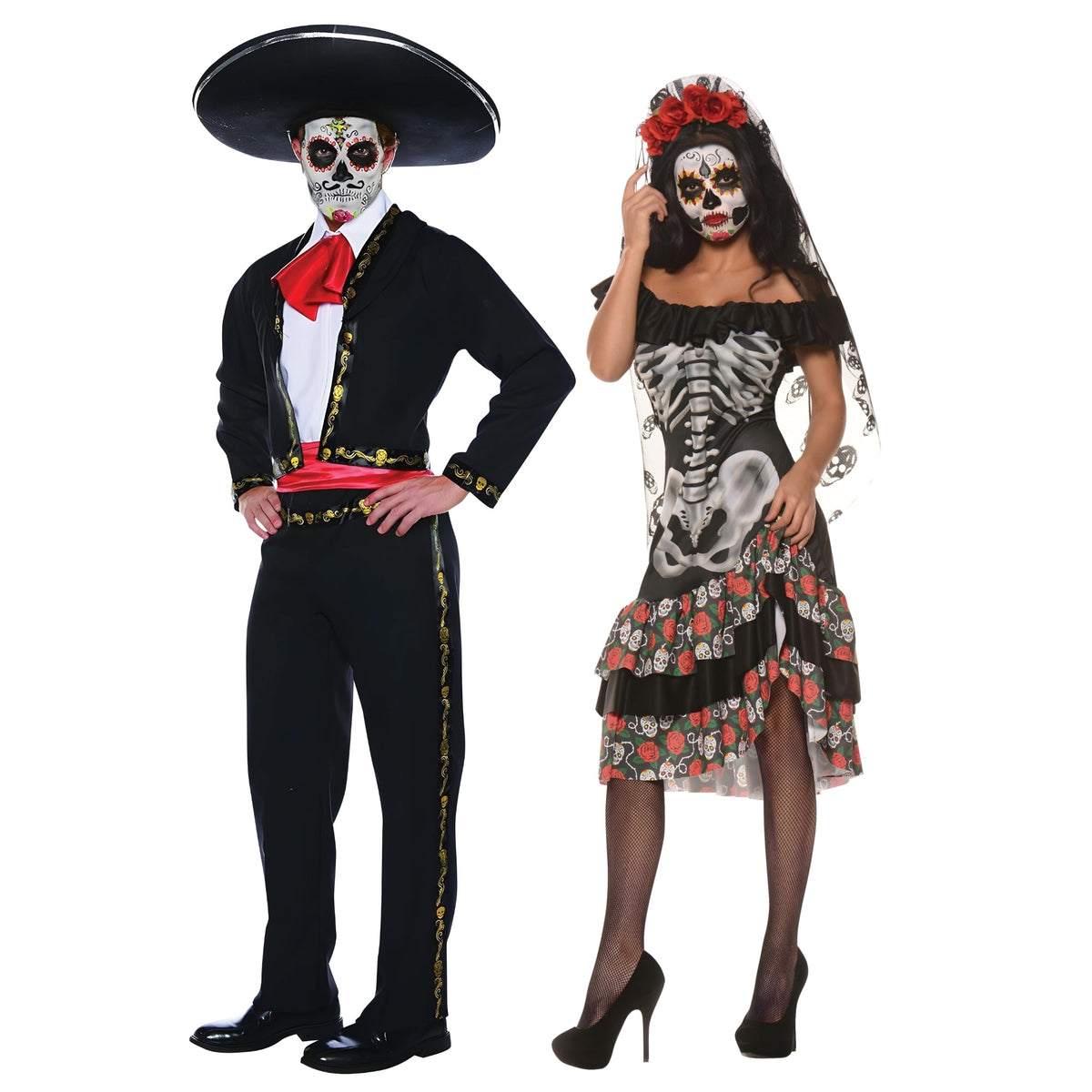 PARTY EXPERT Dia de los Muertos Couple Costumes 761029608