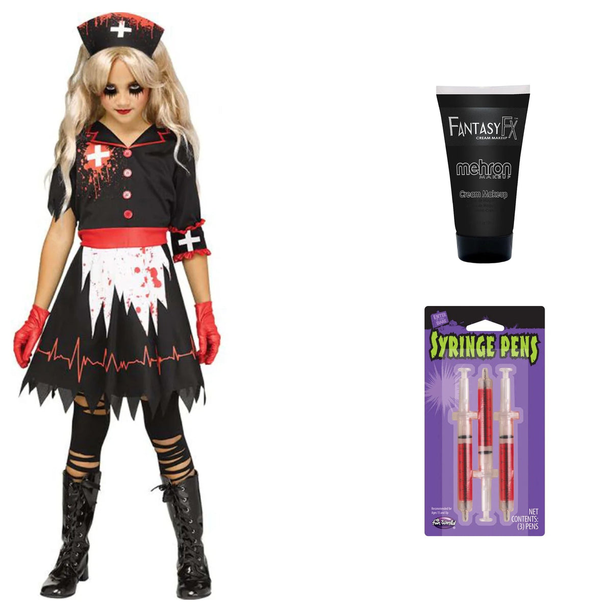 PARTY EXPERT Evil Nurse Costume Kit for Kids
