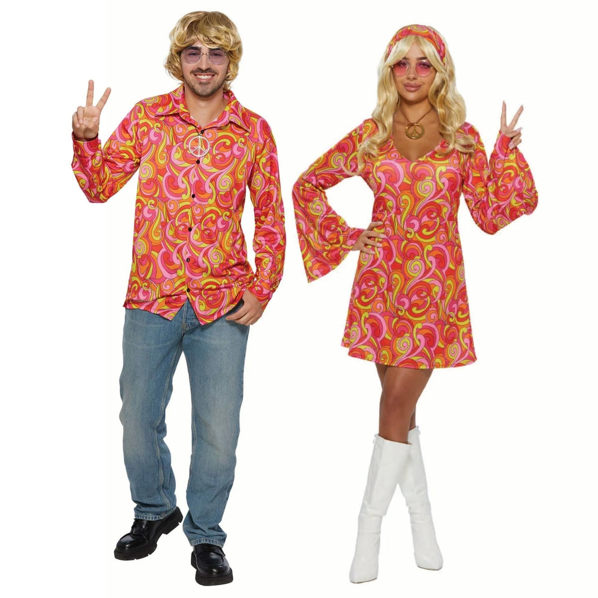 PARTY EXPERT Hippie 1960's Couple Costumes 761024521