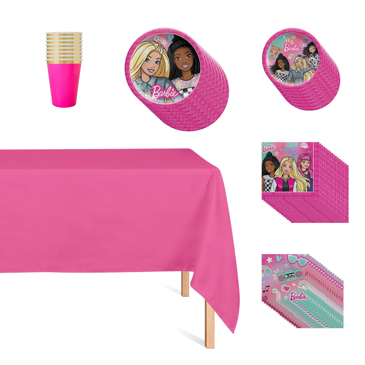 Party Expert Kids Birthday Barbie Dream Together Basic Tableware Birthday Party Supplies Kit