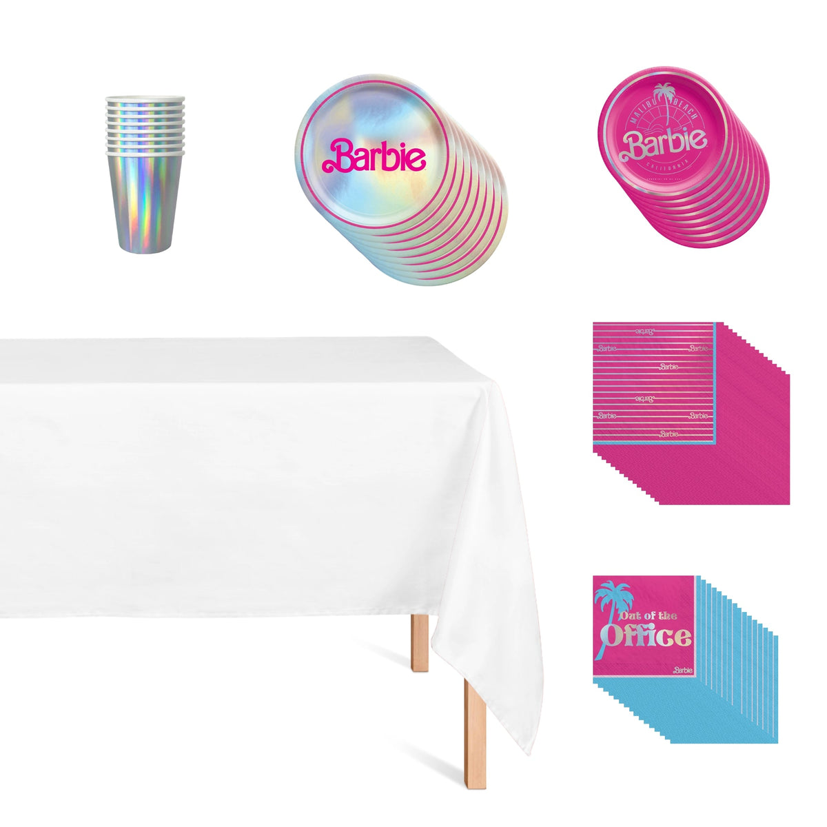 PARTY EXPERT Kids Birthday Barbie Malibu Basic Tableware Birthday Party Supplies Kit