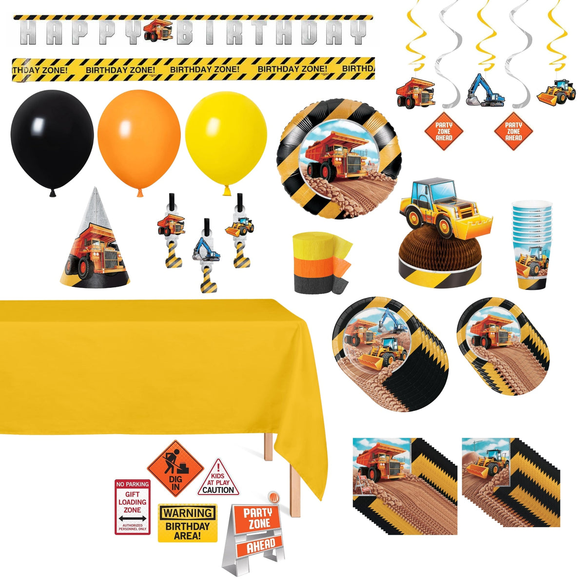 Party Expert Kids Birthday Big Dig Construction Standard Birthday Party Kit
