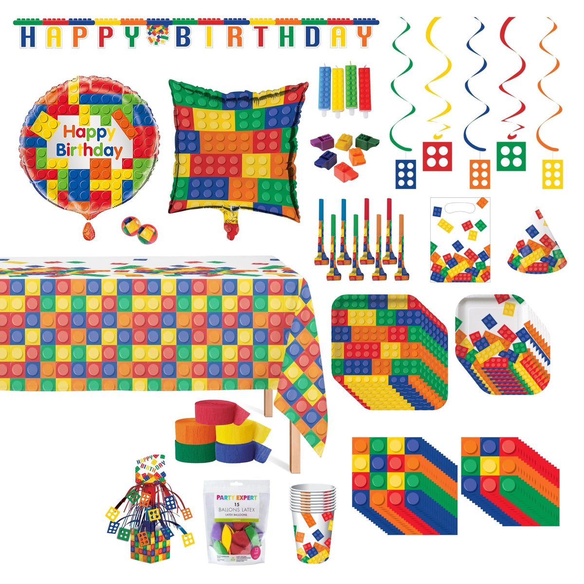 Party Expert Kids Birthday Block Party Ultimate Birthday Party Supplies Kit