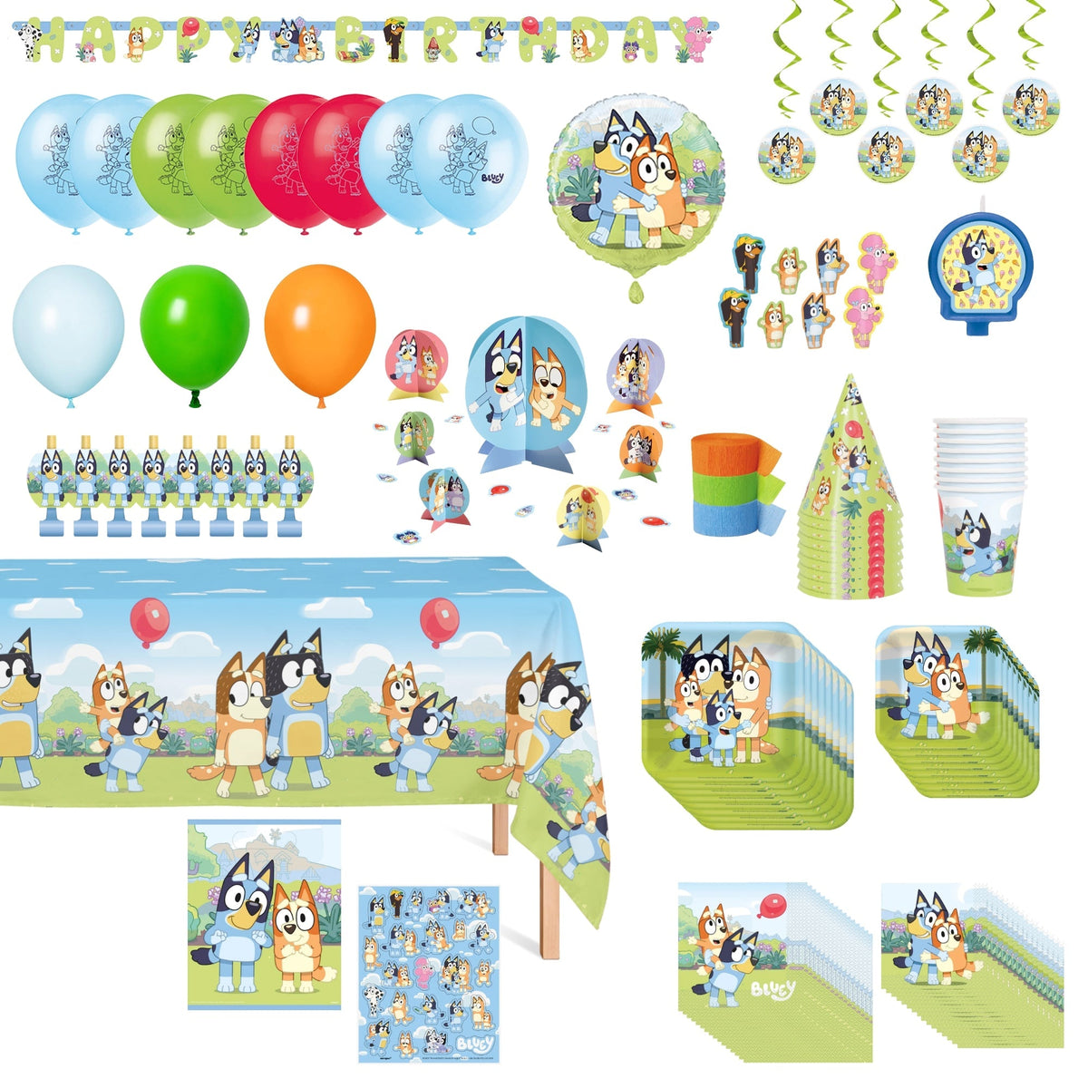 PARTY EXPERT Kids Birthday Bluey Ultimate Birthday Party Supplies Kit