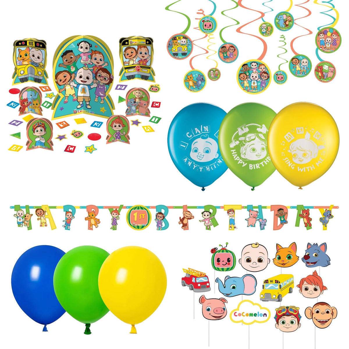 Party Expert Kids Birthday Cocomelon Basic Decoration Party Supplies Kit