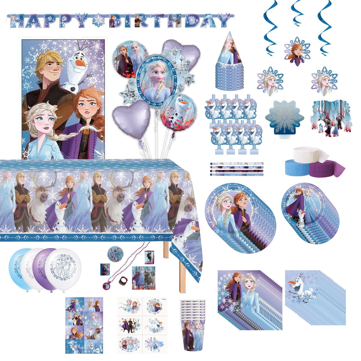 PARTY EXPERT Kids Birthday Disney Frozen Ultimate Birthday Party Supplies Kit, 8 Guests