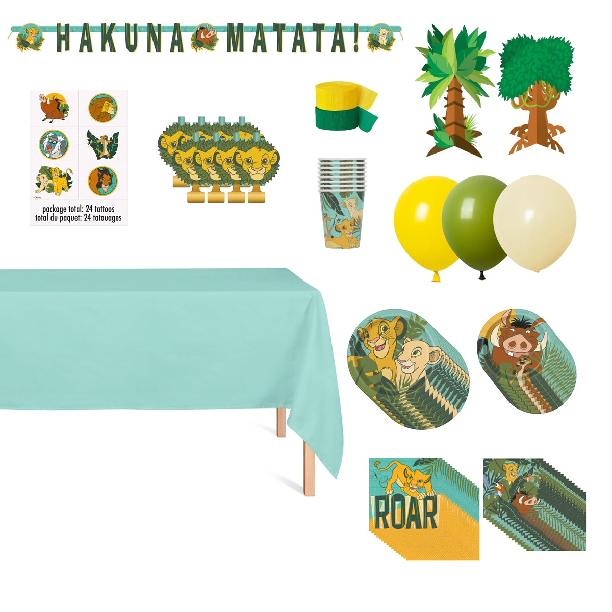PARTY EXPERT Kids Birthday Disney Lion King Standard Birthday Party Supplies Kit, 8 Guests