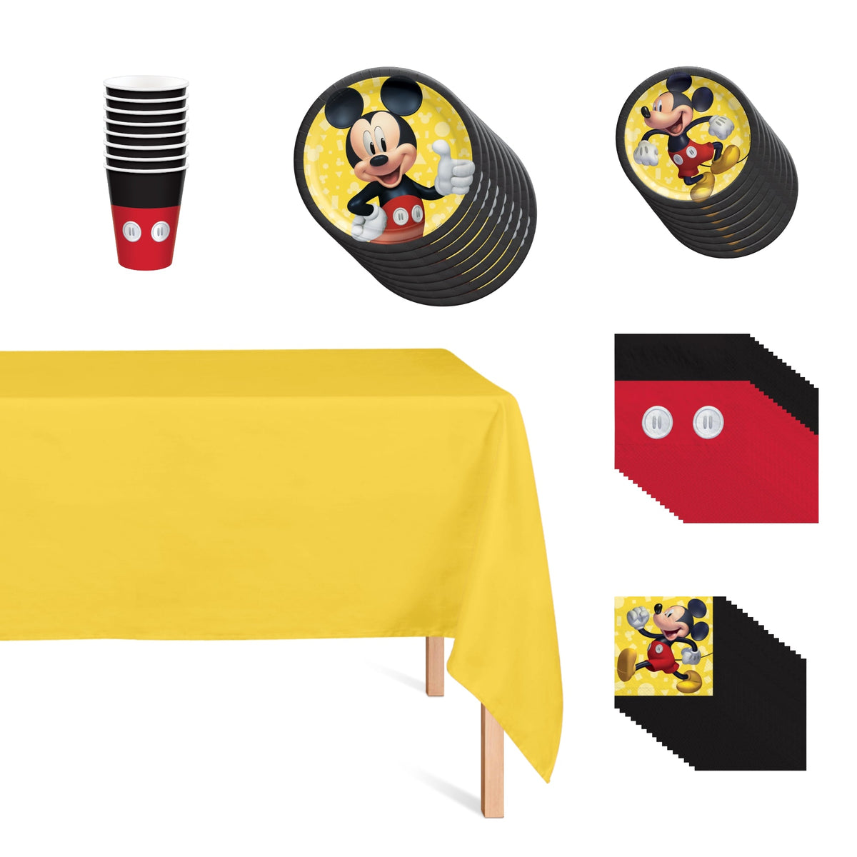 Party Expert Kids Birthday Disney Mickey Mouse Basic Tableware Birthday Party Supplies Kit