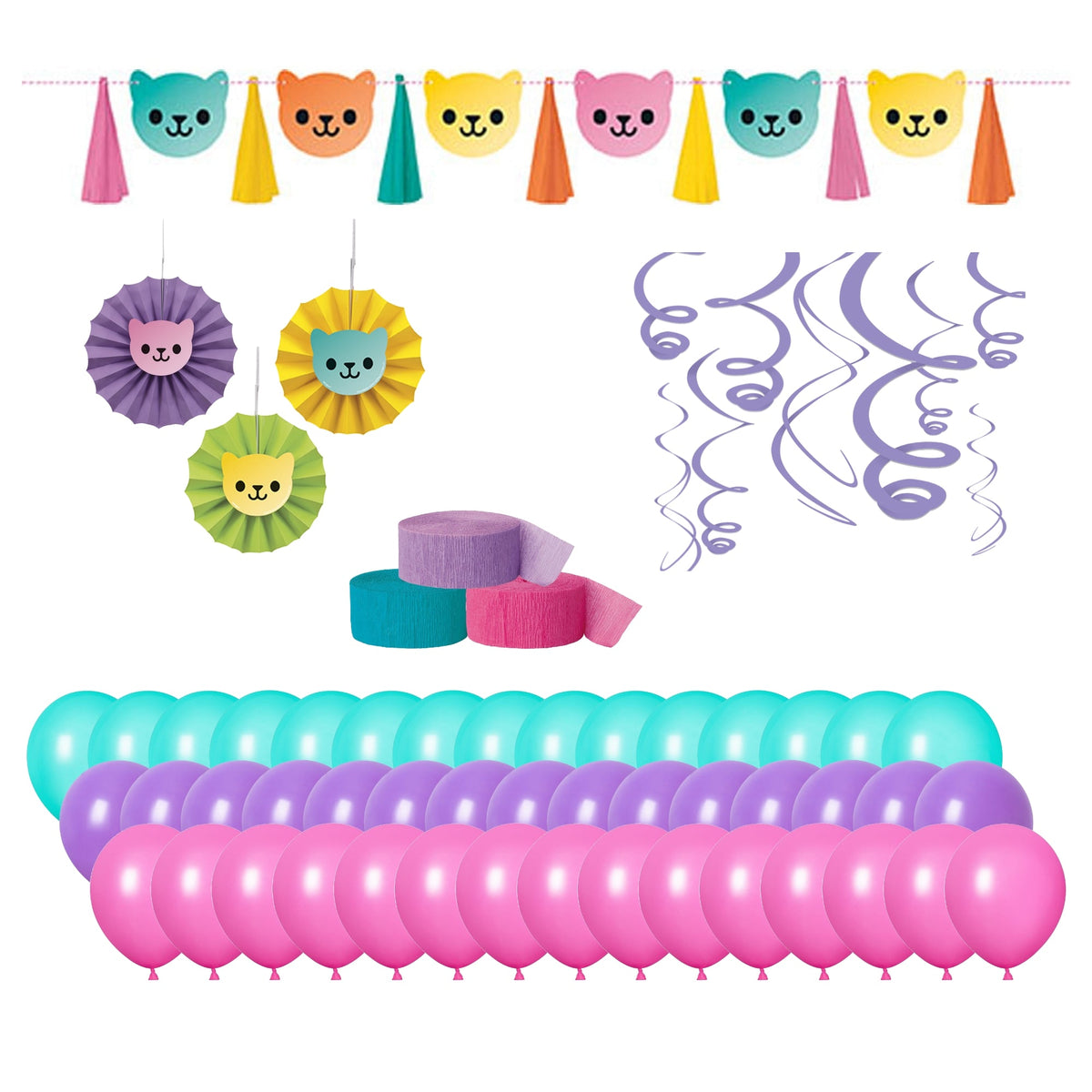 PARTY EXPERT Kids Birthday Gabby's Dollhouse Basic Decoration Birthday Party Supplies Kit, 8 Guests