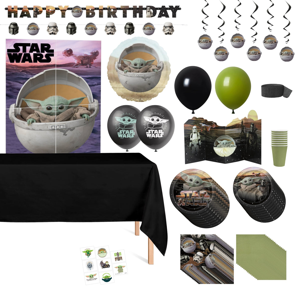 Party Expert Kids Birthday Grogu Standard Birthday Party Supplies Kit