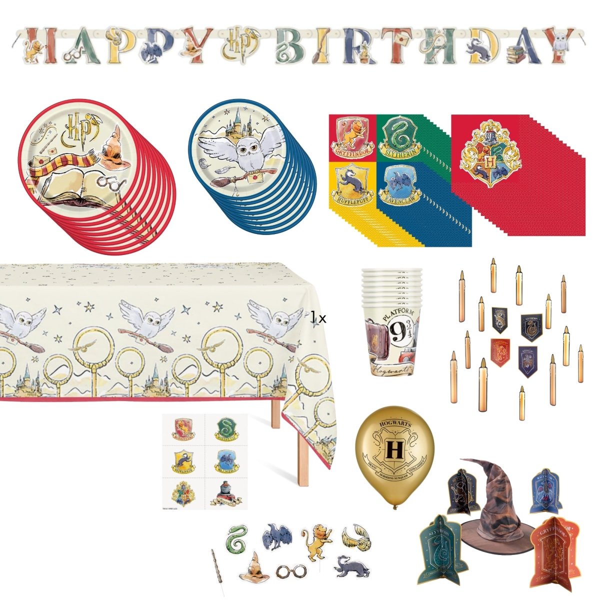 PARTY EXPERT Kids Birthday Harry Potter Standard Birthday Party Supplies Kit, 8 Guests