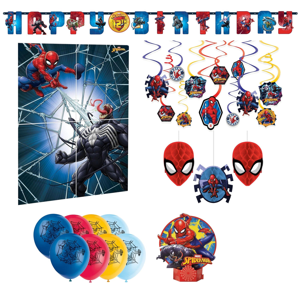 Party Expert Kids Birthday Marvel Spider-Man Basic Decoration Party Kit