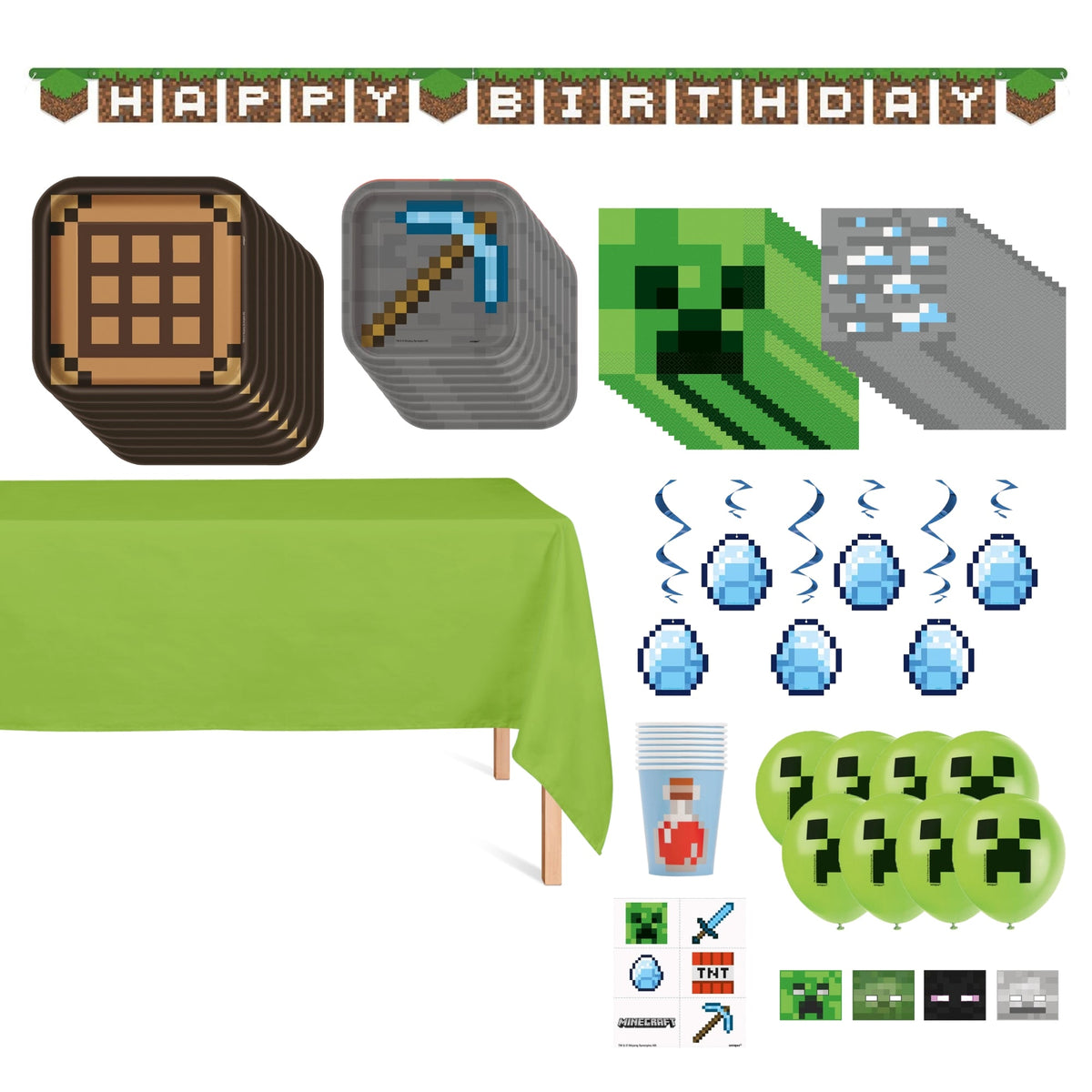 Party Expert Kids Birthday Minecraft Standard Birthday Party Kit