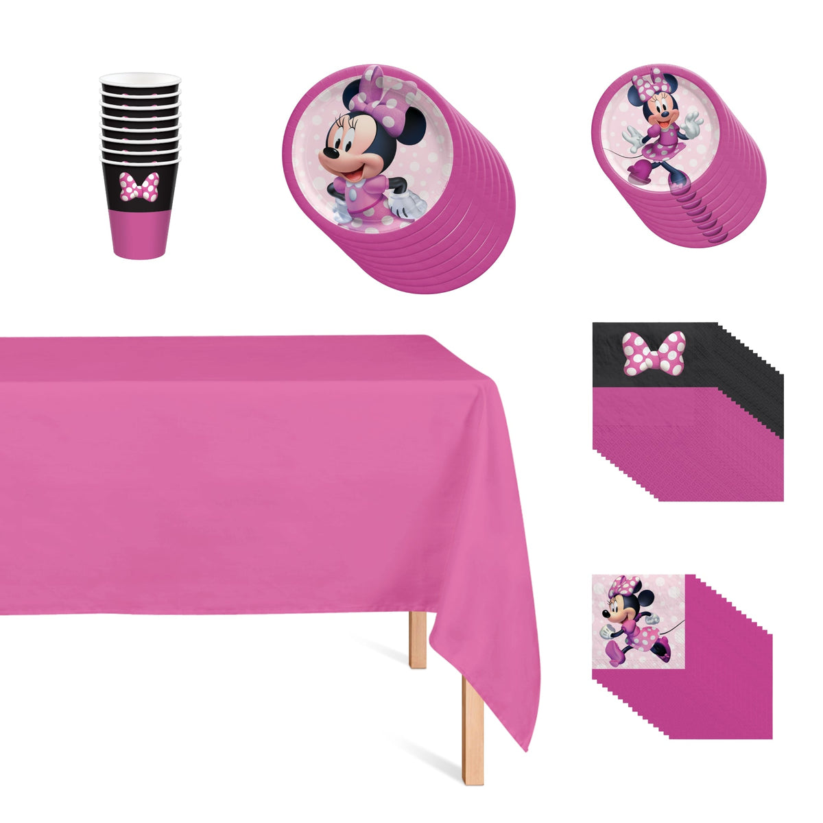 Party Expert Kids Birthday Minnie Mouse Basic Tableware Birthday Party Kit