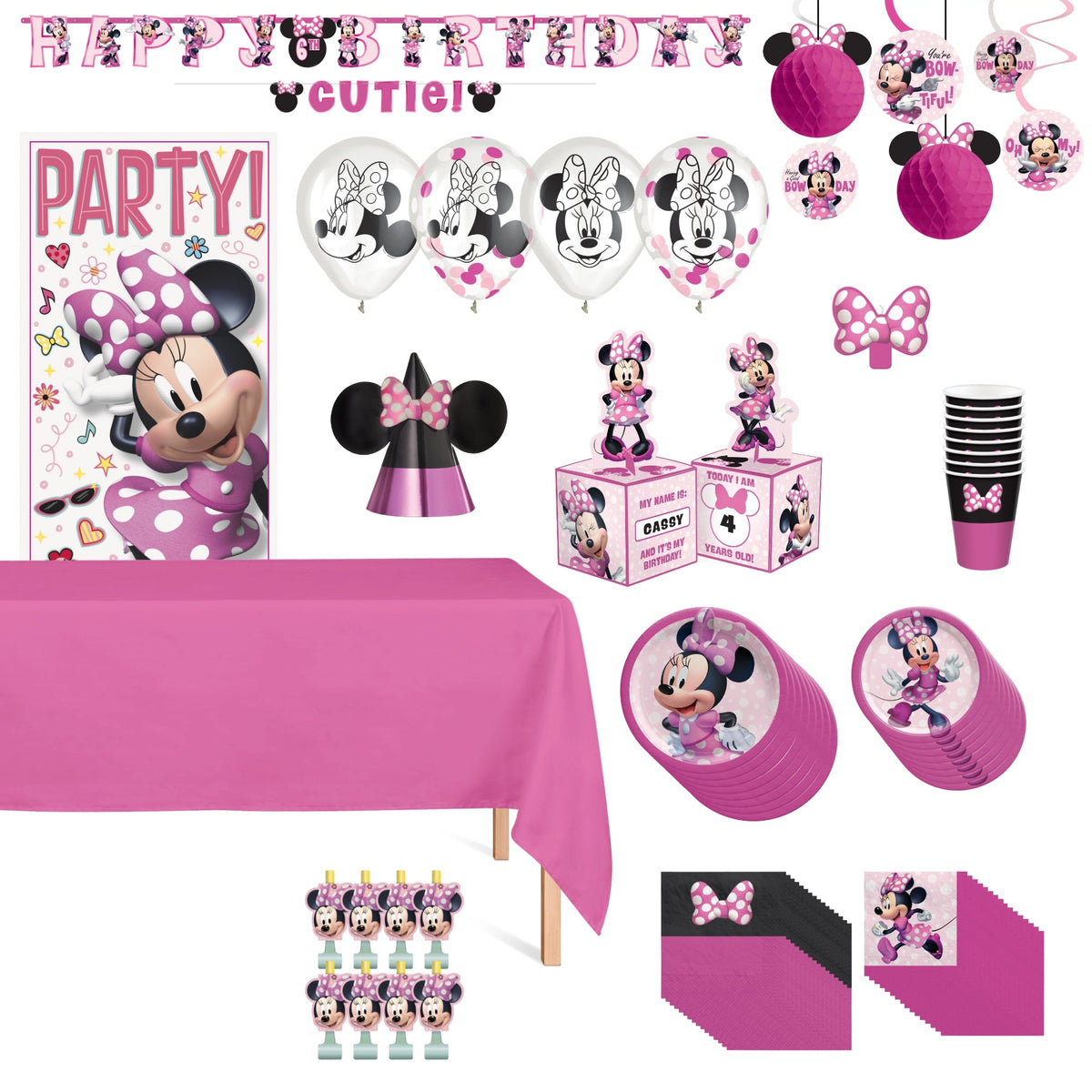 PARTY EXPERT Kids Birthday Minnie Mouse Standard Birthday Party Supplies Kit