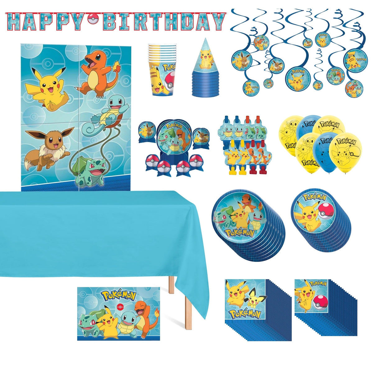 Party Expert Kids Birthday Pokémon Standard Birthday Party Supplies Kit