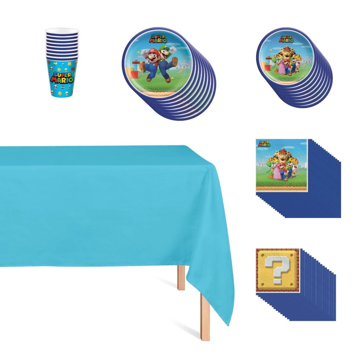 Super Mario Bros. Basic Tableware Birthday Party Supplies Kit – Party ...