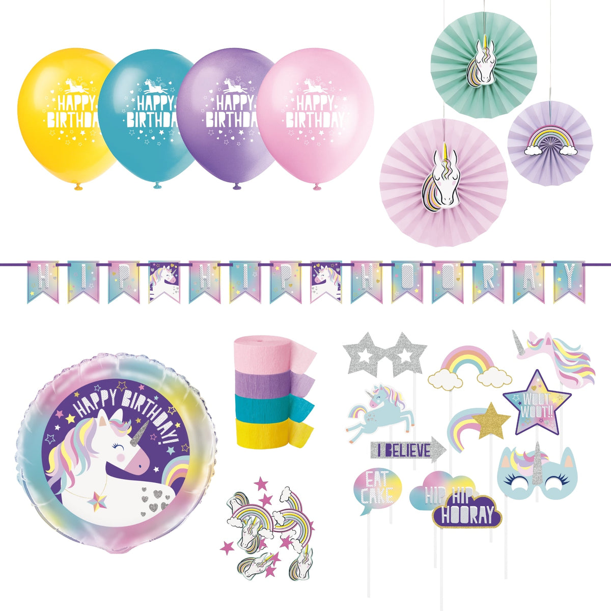 Party Expert Kids Birthday Unicorn Galaxy Basic Decoration Birthday Party Supplies Kit